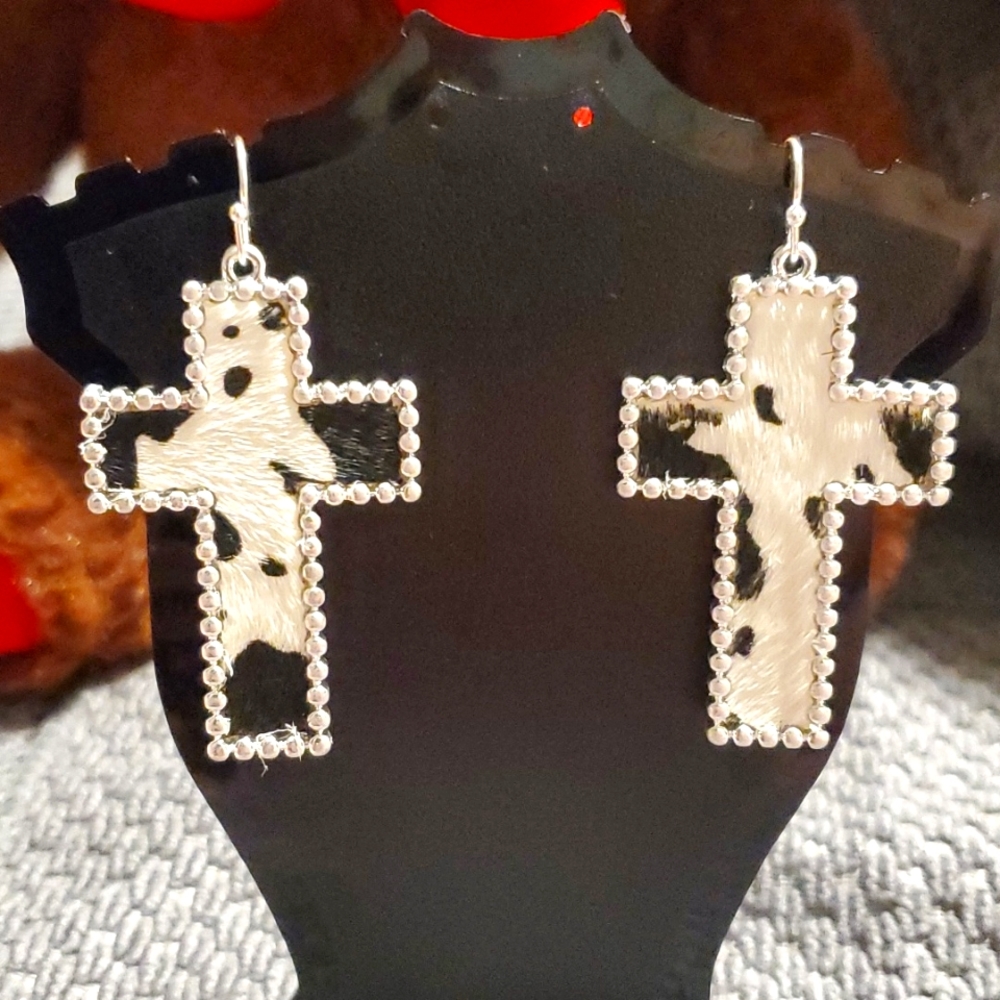 Cow Cross Western Earrings